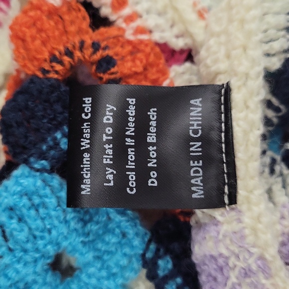 POL One Size Granny Square Duster Crochet Cardigan Knit Boho Colorful Open‎ NWOT - Picture 7 of 8